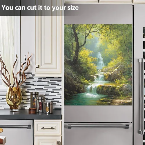 Vista 6 de ALAZA Spring Waterfall Forest Dishwasher Magnet Cover Magnetic Refrigerator Magnet Cover Fridge Sticker Home Kitchen Decor,23 x 26 inch
