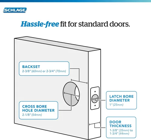 Vista 4 de SCHLAGE - Manija Accent con cerradura que se abre con llave y moldura Wakefield en cromo brillante- F51A ACC 625 WKF
