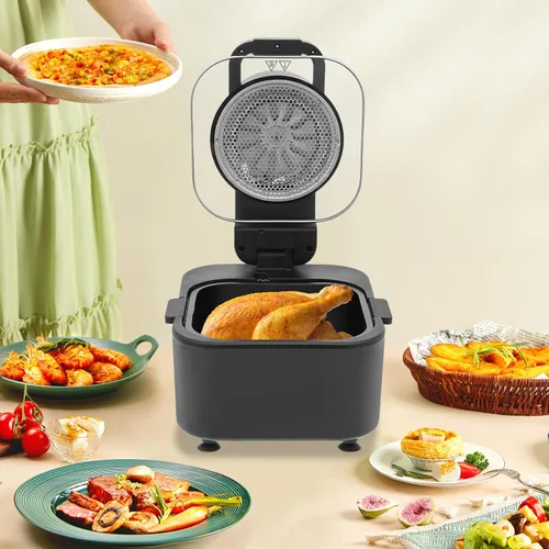 Vista 5 de Freidora de aire digital de 9L con cocción a temperatura constante de 360° para comidas simples y aperitivos, freidora de aire inteligente