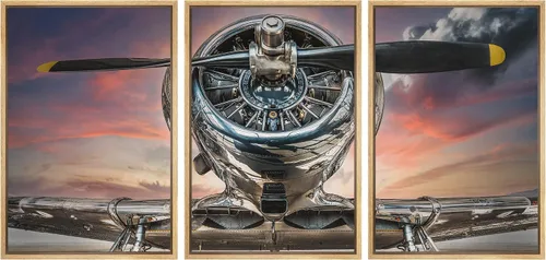 Vista 121 de wall26 Lienzo enmarcado para pared, juego de arte exótico tropical, océano, mar, avión, puesta de sol, transporte, fotografía, realismo, decorativo
