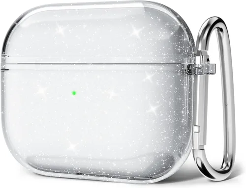 Vista 44 de Svanove Funda para Airpods Transparente con Purpurina, Funda Brillante y Bonita para Airpods de 1ª y 2ª Generación con Llavero, Carcasa Rígida