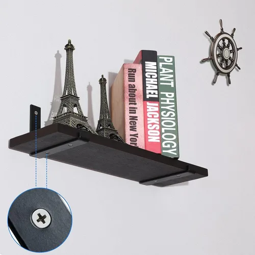 Vista 5 de HEART ART Soporte de estante negro de 6 pulgadas, paquete de 4 soportes de estante de metal J resistentes, 6.3" L×4.8" H×1.2" W