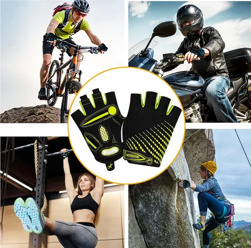Vista 6 de MOREOK Guantes de ciclismo para hombresmujeres-almohadilla de gel de 0.197 in guantes de ciclismo de medio dedo bicicleta de carretera MTB guantes
