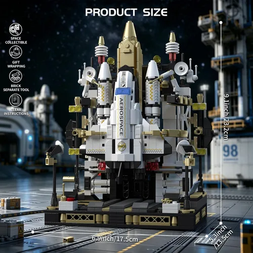 Vista 7 de Space Shuttle Launch Model Building Block Set for Boys Age 8-12
