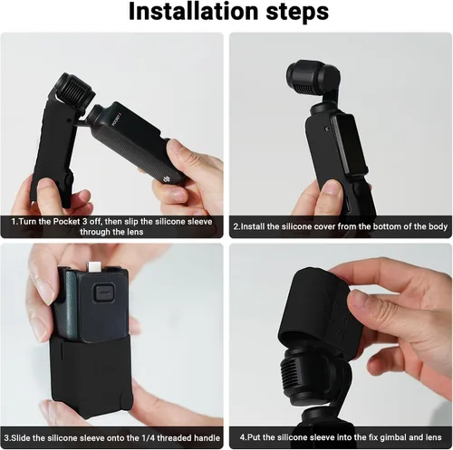 Vista 7 de Funda protectora para DJI Osmo Pocket 3/Xtra Muse, funda protectora de silicona Pocket3 compatible con DJI Osmo Pocket 3 accesorios, funda Osmo Negro