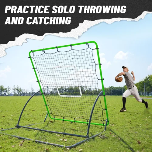 Vista 5 de Red de rebote de béisbol resistente, red de rebote de béisbol y softbol para tierra, conducción de línea, configuración de retorno de pelota