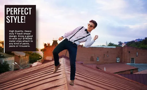 Vista 6 de trilece Tirantes para hombre con corbatín Disfraz unisex para hombre y mujer, vestido de esmoquin, tirantes y corbatín fuerte clips