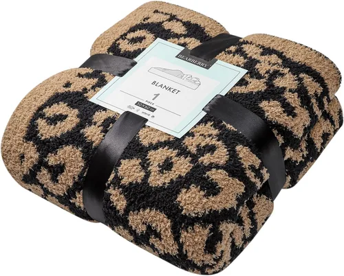 Vista 19 de bearberry Manta de Tiro Mullida de Punto de Leopardo, Manta de Microfibra Suave, Acogedora y Cálida para Sofá, Cama, Viajes (Leopardo, 51"x70")
