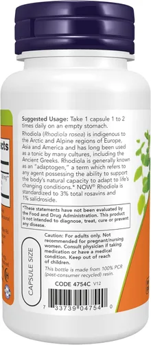 Vista 2 de Now Foods Rhodiola Rhodiola Rosea, 60 Cápsulas / 500mg