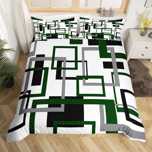 Vista 20 de Erosebridal Funda de edredón a rayas color negro y beige, funda de edredón bohemia moderna geométrica abstracta para mujeres, hombres y adultos