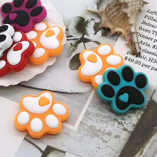 Vista 6 de YOKUSHI 14 cuentas focales de silicona para bolígrafos, llaveros y más, 0.98 x 1.18 pulgadas, 3D cóncavo-convexo, sin BPA, con forma de perro gato