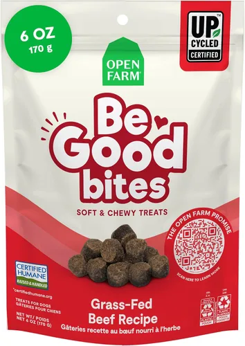 Vista 2 de Open Farm, Be Good Bites, golosinas suaves para entrenamiento de perros, pequeñas y masticables, hechas con ingredientes de origen ético