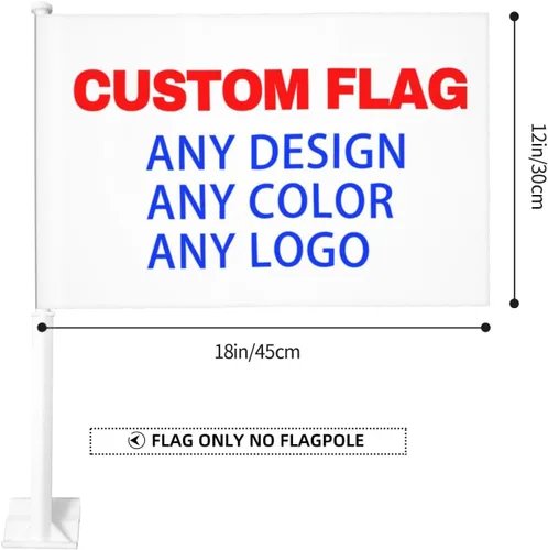 Vista 2 de Bandera personalizada, añade tu propio diseño aquí, banderas de coche pequeñas de doble cara para exteriores, regalos personalizables, bandera