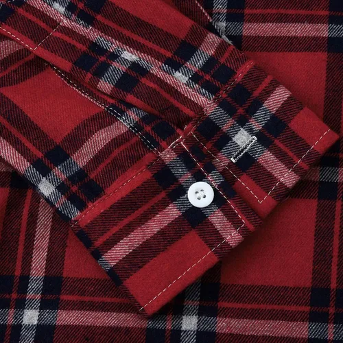 Vista 7 de Aymnlox Sudaderas con capucha para hombre, de manga larga, a cuadros, con botones, con capucha, casual, elegante, con cordón, 2024 #A01-Red