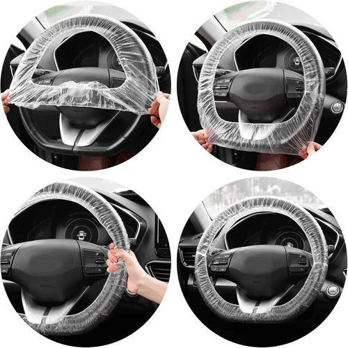 Vista 7 de 100 unidades de fundas desechables para volante, protector desechable para volante con elástico para evitar rozaduras y arañazos, funda universal