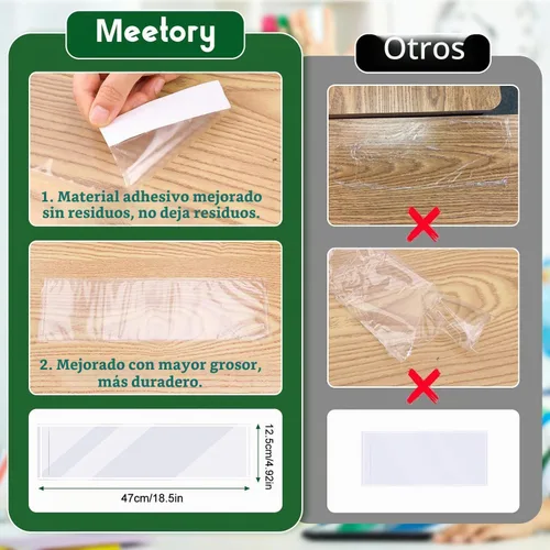 Vista 3 de Meetory 40 PCS Bolsillos Mejorados para Placa de Identificación, 18.5" x 4.9" Placas de Identificación de Escritorio Autoadhesivas con Bolsillo