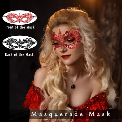 Vista 3 de Máscara de encaje para mujer, máscara de encaje para fiesta de máscaras, disfraz veneciano de San Valentín