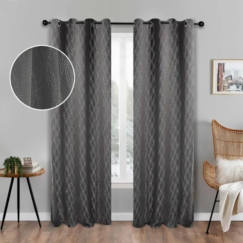 Vista 16 de BLUENILEMILLS Paneles de cortinas opacas para oscurecer la habitación con bolsillo para barra, cortinas perfectas para ventanas de cocina