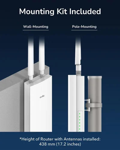Vista 7 de Cudy AC1200 Extensor de alcance Wi-Fi, IP65, PoE, malla, OpenWRT, RE1200 para exteriores OpenWRT-Ready, 867+300 Mbps wifi 5, adaptador PoE de 24V