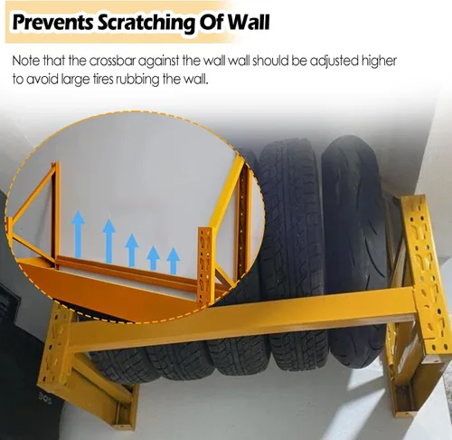 Vista 4 de Soporte de pared grande para llantas de automóvil, soporte de almacenamiento para múltiples neumáticos, soporte de almacenamiento para neumáticos