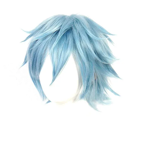 Vista 4 de XiongXiongLe Peluca de Halloween, cosplay, anime, My Hero Academia Cos, juego de rol, sintético, corto, azul, multicolor, pelucas para hombres
