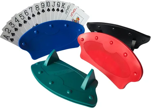 Vista 2 de Yuanhe Juego de 4 tarjeteros para niños mayores, manos libres para fiestas de póquer, noches de juegos de cartas familiares