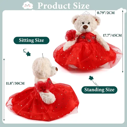 Vista 2 de Muñeca de quinceañera con vestido de membrillo con vestido, decoraciones de quinceañera, regalos de decoración de quinceañera, OSO de peluche
