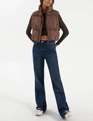 Vista 6 de Lentta Chaleco acolchado corto para mujer, con cremallera, cuello alto, ligero, acolchado