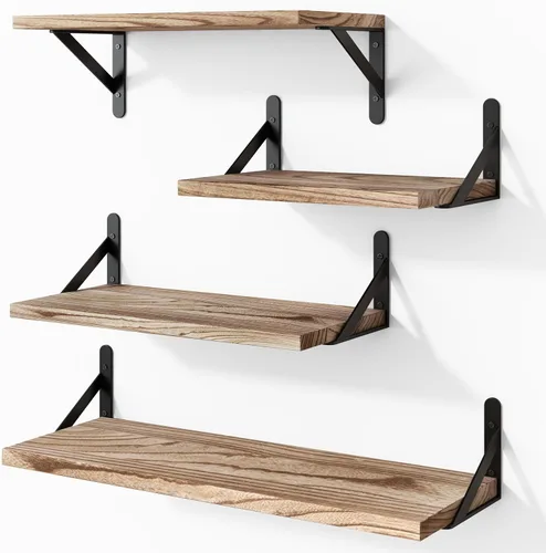 Vista 12 de YGEOMER Estantes flotantes para pared, estantes de pared negros de diferentes tamaños para sala de estar, baño, dormitorio, cocina, decoración