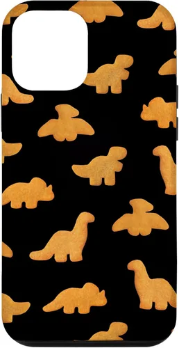Vista 16 de iPhone 16 Dinos - Patrón de pepitas de pollo Divertida funda negra de dinosaurio realista