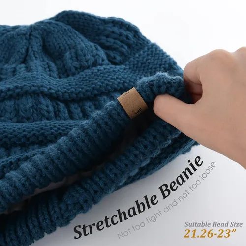 Vista 38 de FURTALK Gorros de invierno para mujer, con forro polar, gorro de punto holgado y cálido, gorro de esquí