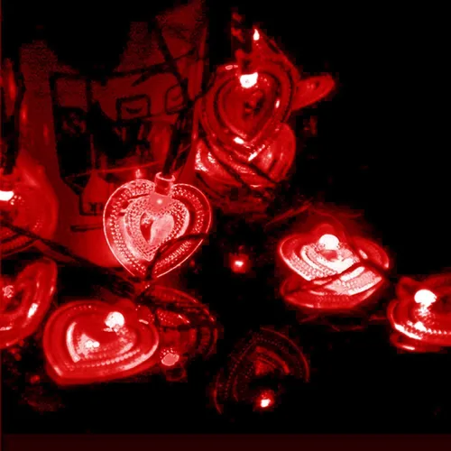 Vista 2 de Luces solares de corazón para exteriores, impermeables, de 16.4 pies, 20 luces LED, corazón de amor, día de San Valentín, 8 modos de iluminación