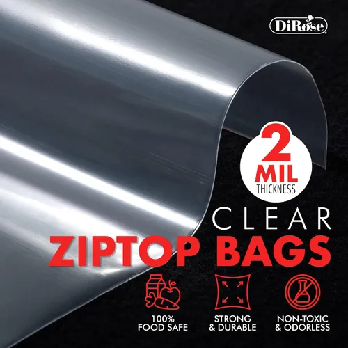 Vista 3 de Dirose Bolsas de polietileno transparentes con cierre de 4 x 5 pulgadas, paquete de 100, 2 mil de grosor, bolsas de plástico resellables