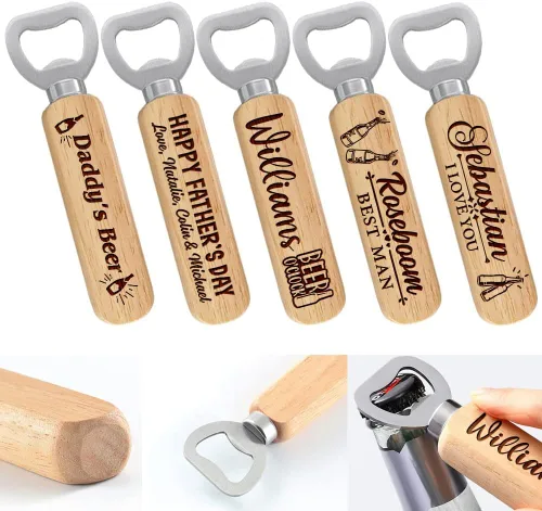 Vista 7 de Regalos de cerveza, abrebotellas de madera personalizados, regalo para él, padrino de boda, hermano, novio, padre, regalos únicos para el día