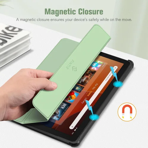 Vista 5 de Fintie Funda delgada para tableta Fire HD 10 (13ª generación, versión 2023) – Funda rígida de triple pliegue ligera con función de encendido