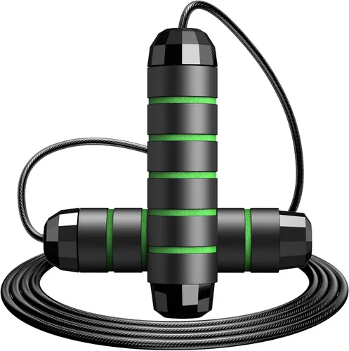 Vista 13 de Jump Rope,Tangle-Free Rapid Speed Jump Rope with Ball Bearings for Men,Women and Kids,Adjustable Steel Skipping Rope with Ergonomic Foam Handles,A