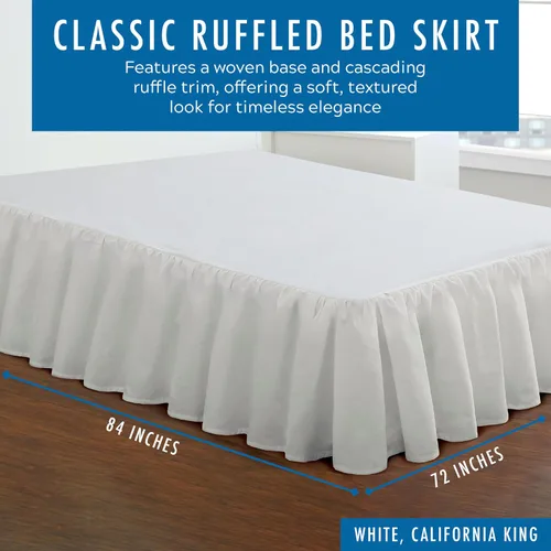 Vista 2 de Faldón plisado de popelina para cama tamaño California King, de Fresh Ideas Blanco