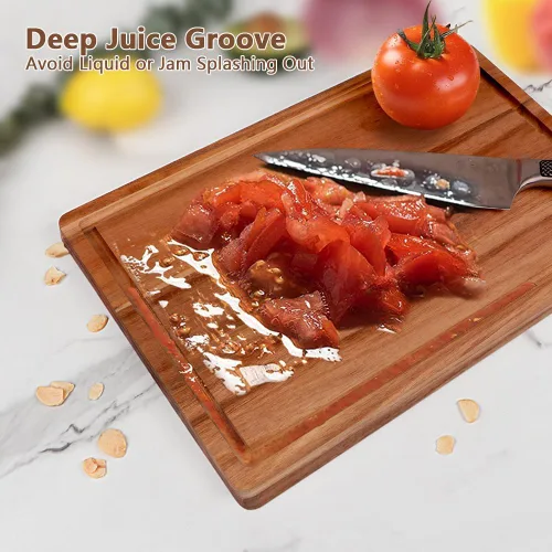 Vista 4 de AIDEA Tabla de cortar de madera de acacia, tablas de cortar para cocina con asa, juego de 3 para carne/verduras/frutas
