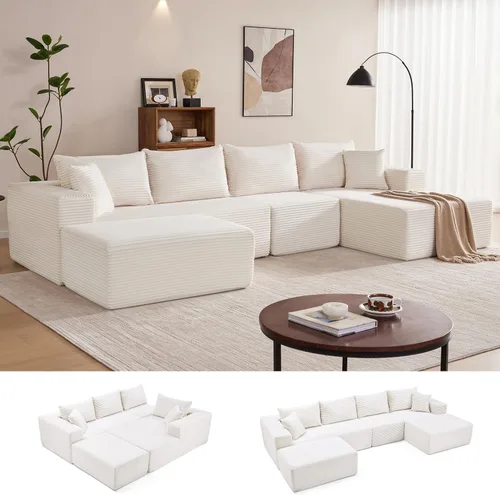 Vista 27 de Mangodan - Sofá seccional en forma de nube, sofá sin huesos para sala de estar, sofá seccional modular con asiento profundo, cómodo sofá de felpa