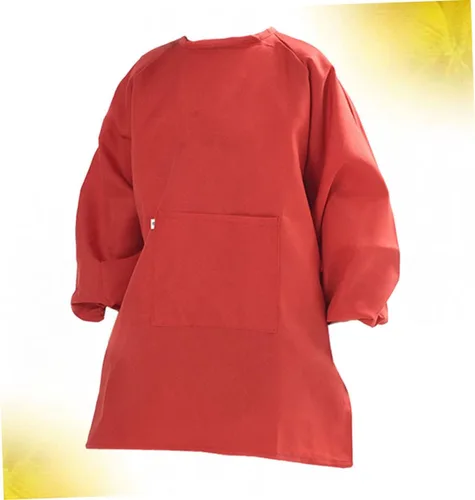 Vista 3 de Long Sleeve Painting Smock Apron Coat Cover with Adjustable Closure Red Protective Clothes for Watercolor Stain Prevention and Easy Cleaning