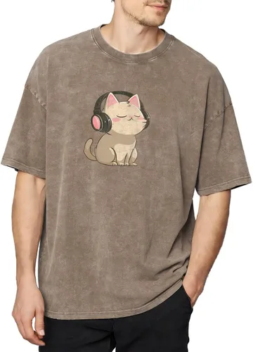 Vista 4 de domirica Camisetas gráficas para hombre, 100 % algodón lavado, manga corta, cuello redondo, Y2K, tallas grandes y altas, camisetas de verano 2026