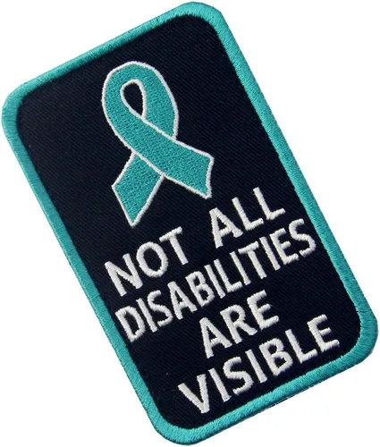 Vista 4 de Not All Disabilities are Visible Chalecos/Arneses Service Perro Emblema Bordado Sujetador Gancho y Bucle Parche