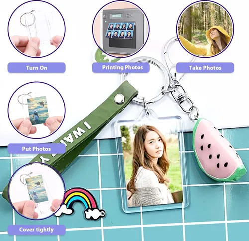 Vista 5 de Swpeet 40 llaveros colgantes para marco de fotos, haz tu propio kit de llavero, llavero central para marco de fotos para que los niños lo monten