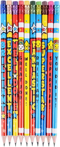 Vista 3 de Madisi Lápices de incentivos coloridos surtidos, #2 HB, paquete de 150 10 diseños, bonitos lápices divertidos a granel para niños