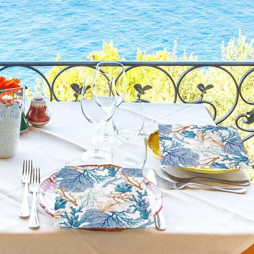 Vista 7 de AnyDesign Paquete de 80 servilletas de almuerzo de verano, estampado de coral océano, servilletas de papel desechables, servilletas de papel