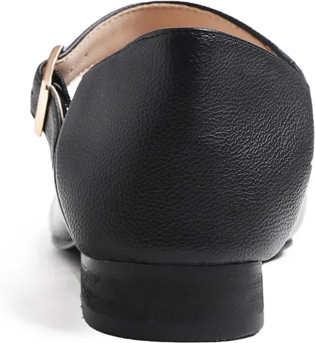 Vista 4 de FEVERSOLE Zapatos planos Mary Jane de moda con punta cuadrada y hebilla fácil de poner