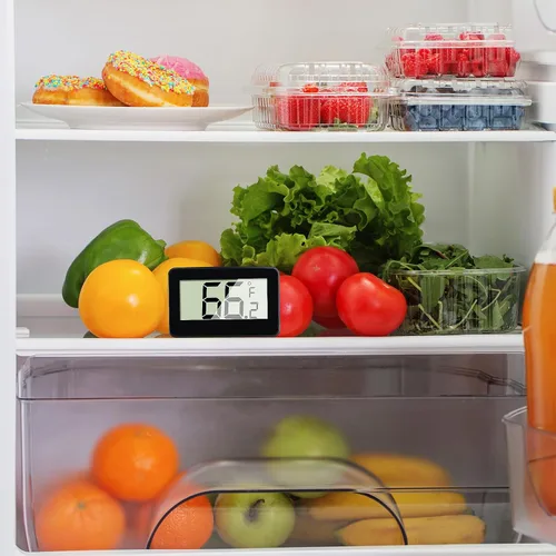 Vista 6 de Termómetro digital para nevera y nevera, 2 unidades, termómetro de habitación con gancho, pantalla LCD grande °C/°F convertible con gancho
