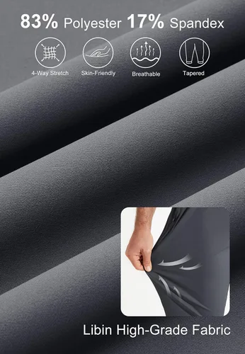 Vista 2 de Libin Men's All Day Comfy Joggers Pants with Zipper Pockets Stretch Sweatpants for Men Golf Athletic Running