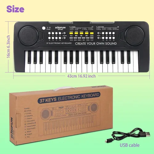 Vista 5 de Teclado de piano para niños, 37 teclas. Teclado de música portátil. Piano eléctrico. Juguetes de piano electrónico para niños. Instrumento musical