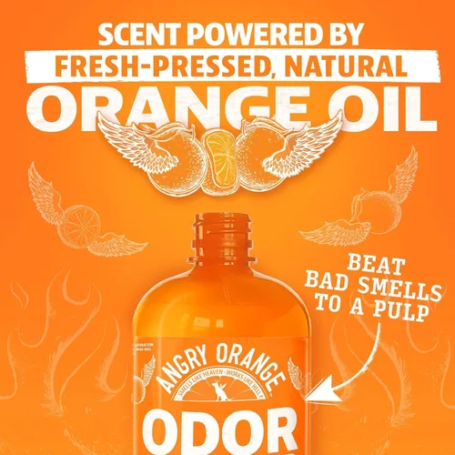 Vista 5 de ANGRY ORANGE Eliminador de olores de mascotas para orina de perros y gatos, manchas de alfombras y olores fuertes, limpiador de cítricos con aceite